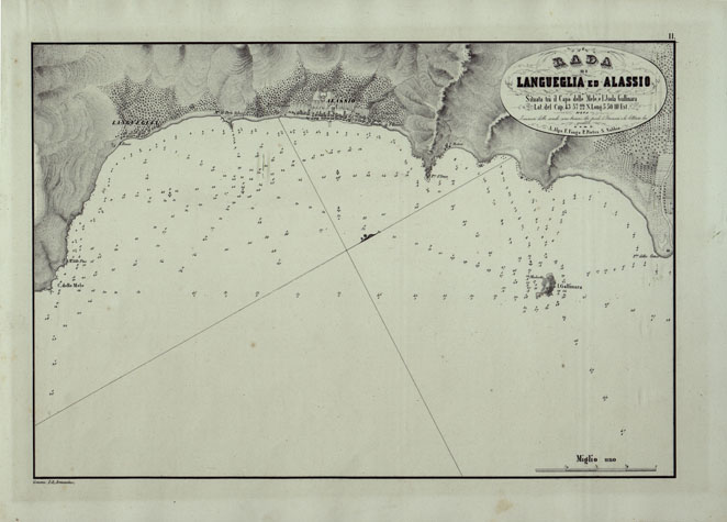(N:14150) PORTOLANO DELLA LIGURIA - RADA DILANGUEGLIA ED ALASSIO. (CA003528) Carte e stampe antiche: riproduzione a colori su carta (formato A2)