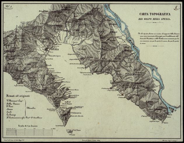 (N:1141) CARTA TOPOGRAFICA DEL GOLFO DELLA SPEZIA (CA003569) Carte e stampe antiche: riproduzione a colori su carta (formato A2)