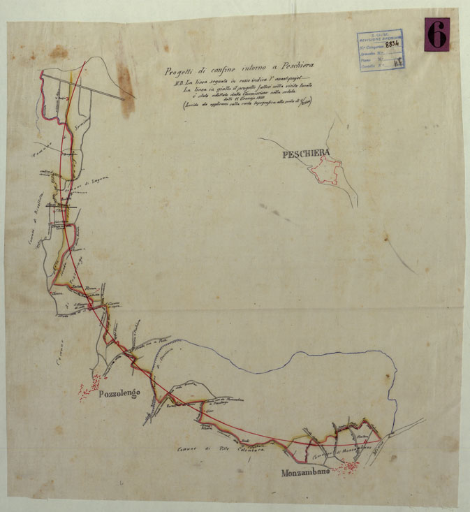 (N:9086) PROGETTI DI CONFINE INTORNO A PESCHIERA ANNEXS DE LA CARTE TOPOGRAPHIQUE (CA004094) Carte e stampe antiche: riproduzione a colori su carta (formato A2)