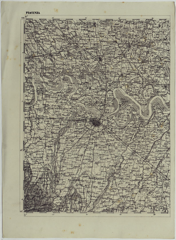 (N:11832) CARTA TOPOGRAFICA DELLE PROVINCIE LOMBARDO-VENETE E DEGLI EX DUCATI ALLA SCALA DI 1:86.400 1865 - FOG. C.6 PIACENZA (CA004550) Carte e stampe antiche: riproduzione a colori su carta (formato A2)