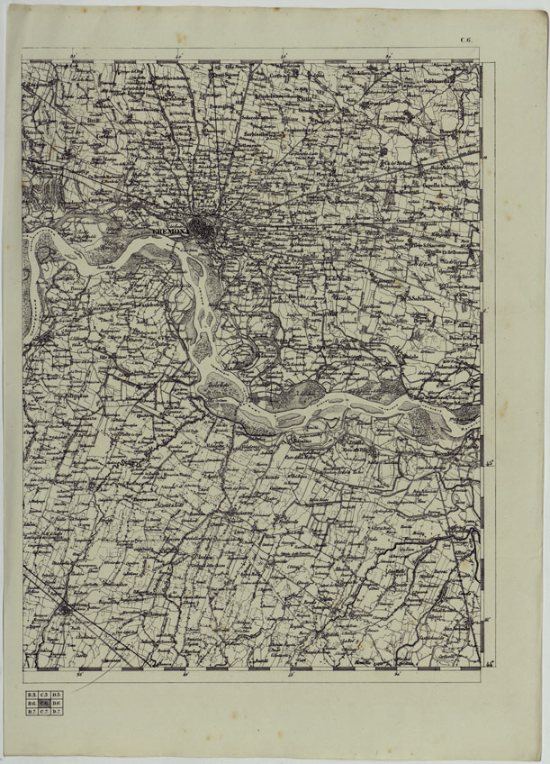 (N:11831) CARTA TOPOGRAFICA DELLE PROVINCIE LOMBARDO-VENETE E DEGLI EX DUCATI ALLA SCALA DI 1:86.400 1865 - FOG. C.6 (CA004551) Carte e stampe antiche: riproduzione a colori su carta (formato A2)