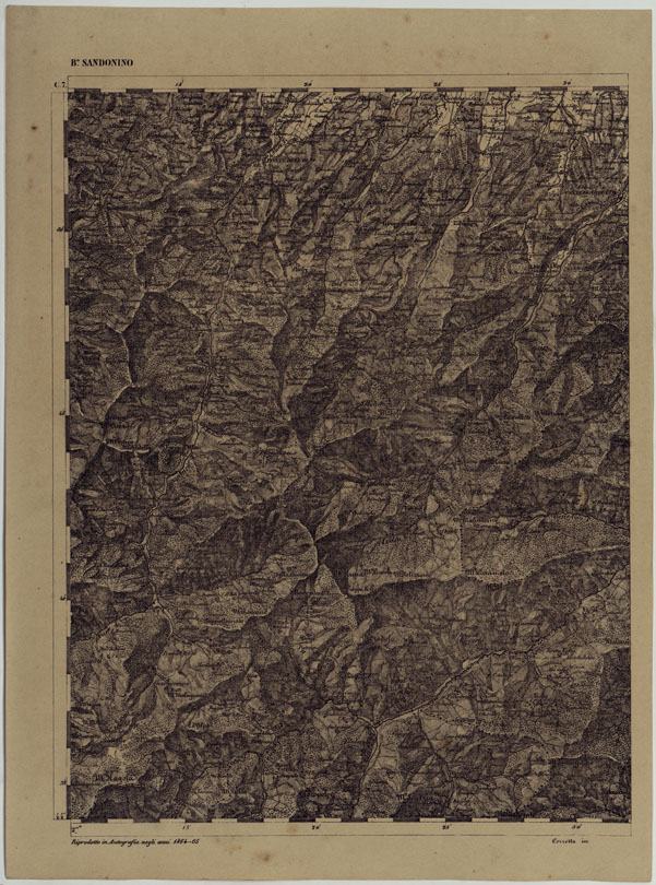 (N:11834) CARTA TOPOGRAFICA DELLE PROVINCIE LOMBARDO-VENETE E DEGLI EX DUCATI ALLA SCALA DI 1:86.400 1865 - FOG. C.7 BORGO SANDONINO (CA004552) Carte e stampe antiche: riproduzione a colori su carta (formato A2)