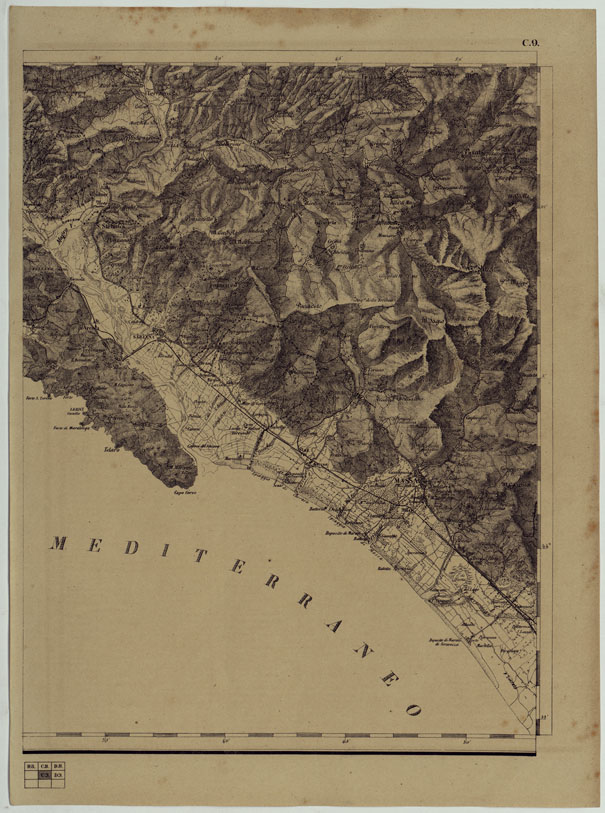 (N:11837) CARTA TOPOGRAFICA DELLE PROVINCIE LOMBARDO-VENETE E DEGLI EX DUCATI ALLA SCALA DI 1:86.400 1865 - FOG. C.9 (CA004557) Carte e stampe antiche: riproduzione a colori su carta (formato A2)