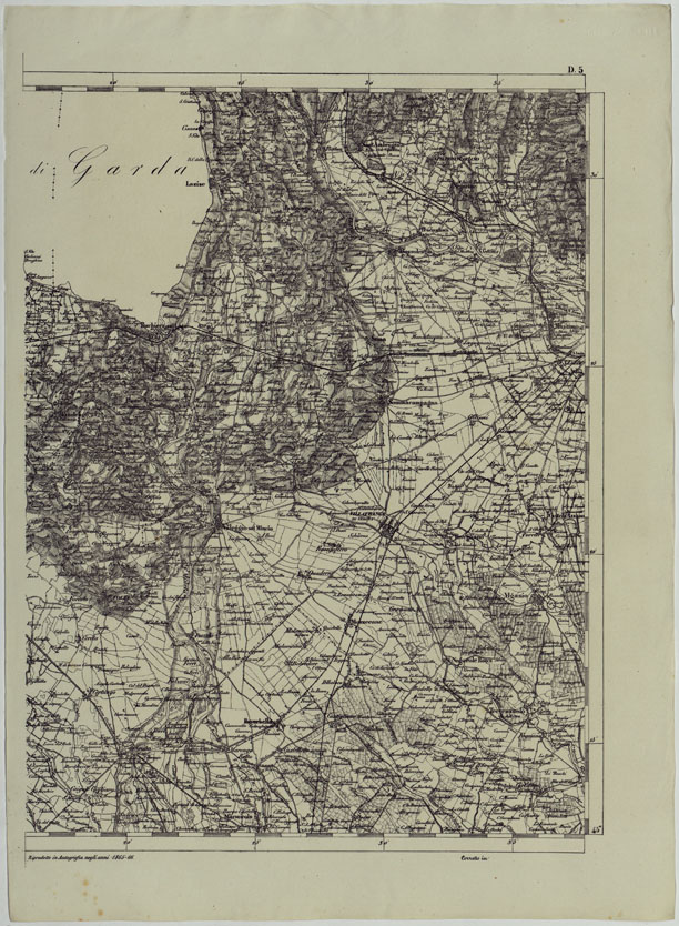(N:11852) CARTA TOPOGRAFICA DELLE PROVINCIE LOMBARDO-VENETE E DEGLI EX DUCATI ALLA SCALA DI 1:86.400 1865 - FOG. D.5 (CA004570) Carte e stampe antiche: riproduzione a colori su carta (formato A2)