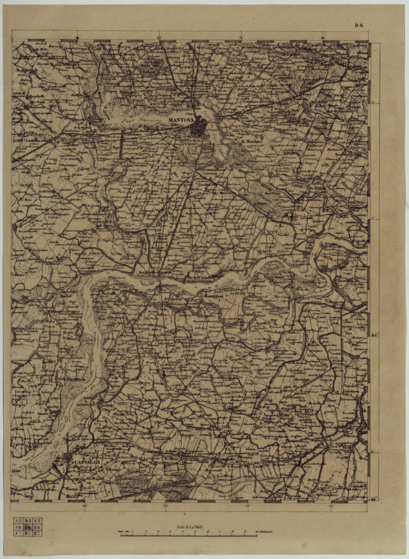 (N:11854) CARTA TOPOGRAFICA DELLE PROVINCIE LOMBARDO-VENETE E DEGLI EX DUCATI ALLA SCALA DI 1:86.400 1865  - FOG. D.6 (CA004572) Carte e stampe antiche: riproduzione a colori su carta (formato A2)