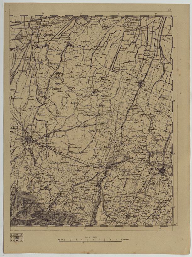 (N:11856) CARTA TOPOGRAFICA DELLE PROVINCIE LOMBARDO-VENETE E DEGLI EX DUCATI ALLA SCALA DI 1:86.400 1865 - FOGLIO D.7 (CA004574) Carte e stampe antiche: riproduzione a colori su carta (formato A2)