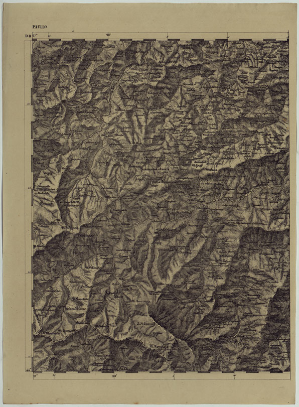 (N:11858) CARTA TOPOGRAFICA DELLE PROVINCIE LOMBARDO-VENETE E DEGLI EX DUCATI ALLA SCALA DI 1:86.400 1865 - FOG. D.8 PAULLO (CA004575) Carte e stampe antiche: riproduzione a colori su carta (formato A2)