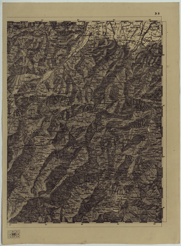 (N:11857) CARTA TOPOGRAFICA DELLE PROVINCIE LOMBARDO-VENETE E DEGLI EX DUCATI ALLA SCALA DI 1:86.400 1865 - FOG. D.8 (CA004576) Carte e stampe antiche: riproduzione a colori su carta (formato A2)