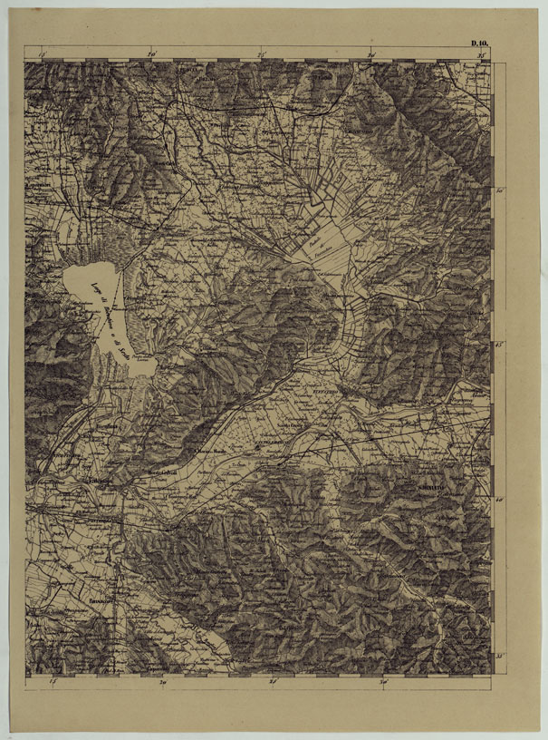 (N:11841) CARTA TOPOGRAFICA DELLE PROVINCIE LOMBARDO-VENETE E DEGLI EX DUCATI ALLA SCALA DI 1:86.400 1865 - FOG. D.10 (CA004580) Carte e stampe antiche: riproduzione a colori su carta (formato A2)