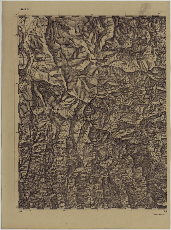 (N:11874) CARTA TOPOGRAFICA DELLE PROVINCIE LOMBARDO-VENETE E DEGLI EX DUCATI ALLA SCALA DI 1:86.400 1865 - FOG. E.4 VICENZA (CA004589) Carte e stampe antiche: riproduzione a colori su carta (formato A2)