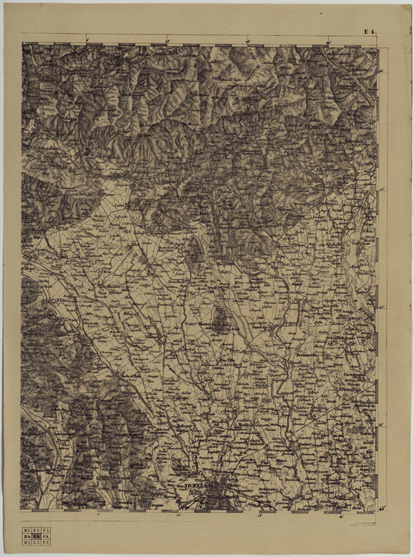 (N:11873) CARTA TOPOGRAFICA DELLE PROVINCIE LOMBARDO-VENETE E DEGLI EX DUCATI ALLA SCALA DI 1:86.400 1865 - FOG. E.4 (CA004590) Carte e stampe antiche: riproduzione a colori su carta (formato A2)