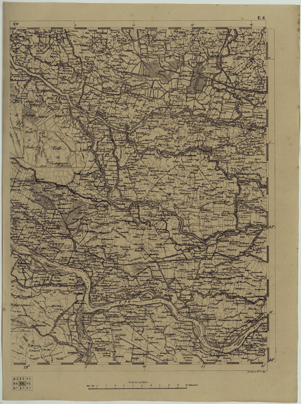 (N:11877) CARTA TOPOGRAFICA DELLE PROVINCIE LOMBARDO-VENETE E DEGLI EX DUCATI ALLA SCALA DI 1:86.400 1865 - FOG. E.6 (CA004594) Carte e stampe antiche: riproduzione a colori su carta (formato A2)