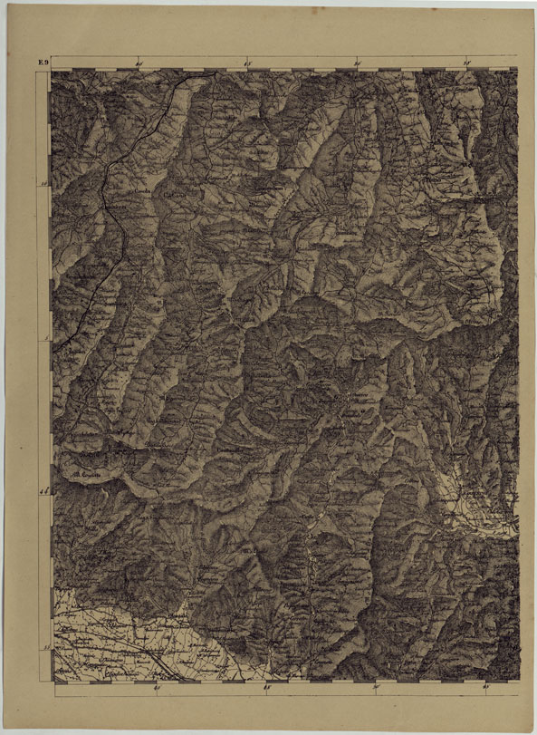 (N:11884) CARTA TOPOGRAFICA DELLE PROVINCIE LOMBARDO-VENETE E DEGLI EX DUCATI ALLA SCALA DI 1:86.400 1865 - FOG. E.9 (CA004599) Carte e stampe antiche: riproduzione a colori su carta (formato A2)