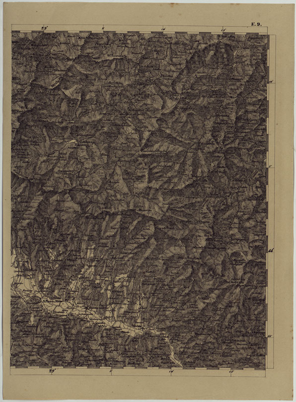 (N:11883) CARTA TOPOGRAFICA DELLE PROVINCIE LOMBARDO-VENETE E DEGLI EX DUCATI ALLA SCALA DI 1:86.400 1865 - FOG. E.9 (CA004600) Carte e stampe antiche: riproduzione a colori su carta (formato A2)