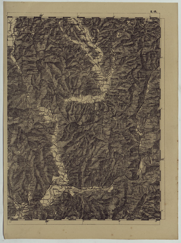 (N:11865) CARTA TOPOGRAFICA DELLE PROVINCIE LOMBARDO-VENETE E DEGLI EX DUCATI ALLA SCALA DI 1:86.400 1865 - FOG. E.12 (CA004606) Carte e stampe antiche: riproduzione a colori su carta (formato A2)