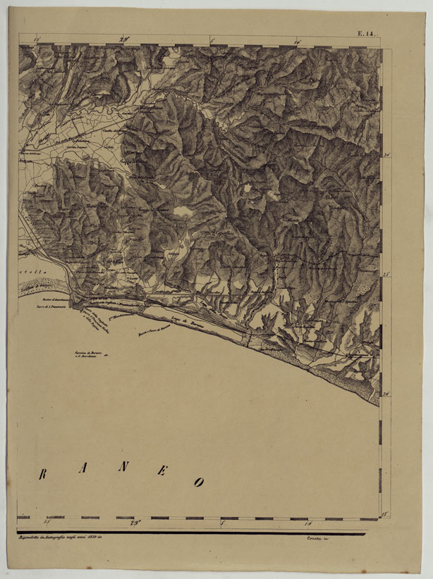 (N:11869) CARTA TOPOGRAFICA DELLE PROVINCIE LOMBARDO-VENETE E DEGLI EX DUCATI ALLA SCALA DI 1:86.400 1865 - FOG. E.14 (CA004610) Carte e stampe antiche: riproduzione a colori su carta (formato A2)