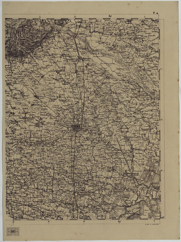 (N:11905) CARTA TOPOGRAFICA DELLE PROVINCIE LOMBARDO-VENETE E DEGLI EX DUCATI ALLA SCALA DI 1:86.400 1865 - FOG. F.4 (CA004618) Carte e stampe antiche: riproduzione a colori su carta (formato A2)
