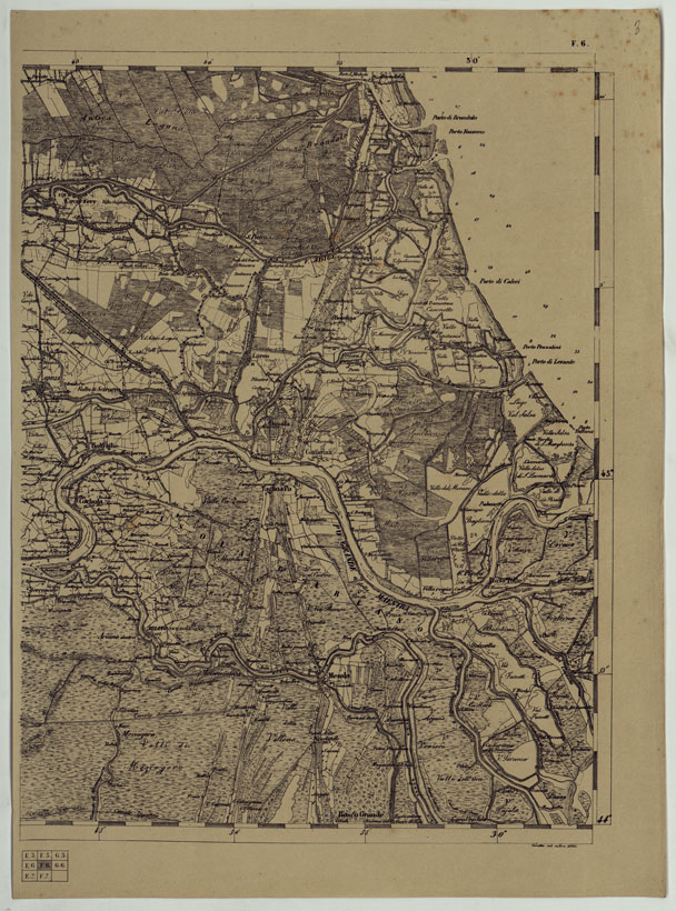 (N:11909) CARTA TOPOGRAFICA DELLE PROVINCIE LOMBARDO-VENETE E DEGLI EX DUCATI ALLA SCALA DI 1:86.400 1865 - FOG. F.6 (CA004622) Carte e stampe antiche: riproduzione a colori su carta (formato A2)