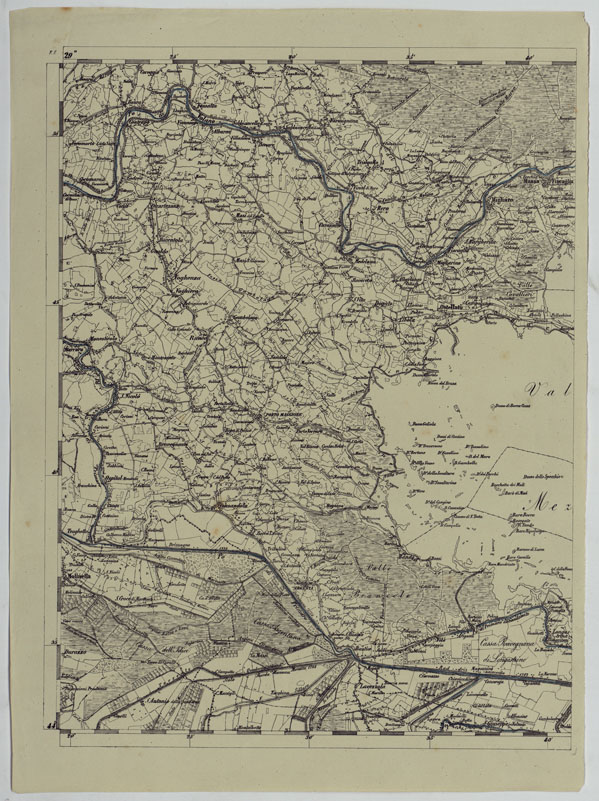 (N:11912) CARTA TOPOGRAFICA DELLE PROVINCIE LOMBARDO-VENETE E DEGLI EX DUCATI ALLA SCALA DI 1:86.400 1865 - FOG. F.7 (CA004623) Carte e stampe antiche: riproduzione a colori su carta (formato A2)