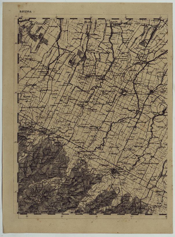(N:11914) CARTA TOPOGRAFICA DELLE PROVINCIE LOMBARDO-VENETE E DEGLI EX DUCATI ALLA SCALA DI 1:86.400 1865 - FOG. F.8 RAVENNA (CA004625) Carte e stampe antiche: riproduzione a colori su carta (formato A2)
