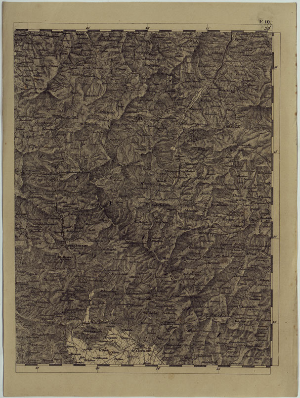 (N:11887) CARTA TOPOGRAFICA DELLE PROVINCIE LOMBARDO-VENETE E DEGLI EX DUCATI ALLA SCALA DI 1:86.400 1865 - FOG.F.10 (CA004630) Carte e stampe antiche: riproduzione a colori su carta (formato A2)