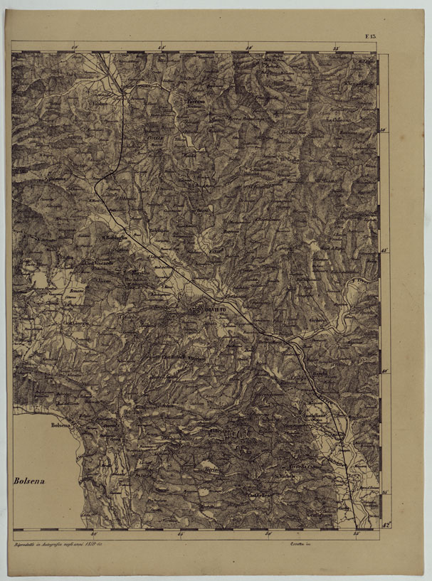 (N:11893) CARTA TOPOGRAFICA DELLE PROVINCIE LOMBARDO-VENETE E DEGLI EX DUCATI ALLA SCALA DI 1:86.400 1865 - FOG. F.13 (CA004636) Carte e stampe antiche: riproduzione a colori su carta (formato A2)