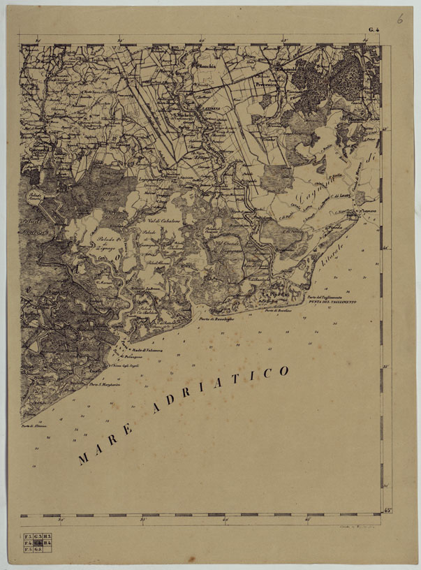(N:11938) CARTA TOPOGRAFICA DELLE PROVINCIE LOMBARDO-VENETE E DEGLI EX DUCATI ALLA SCALA DI 1:86.400 1865 - FOG. G.4 (CA004649) Carte e stampe antiche: riproduzione a colori su carta (formato A2)