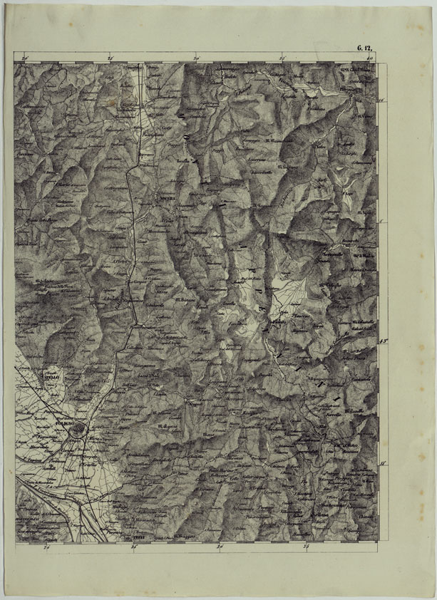 (N:11923) CARTA TOPOGRAFICA DELLE PROVINCIE LOMBARDO-VENETE E DEGLI EX DUCATI ALLA SCALA DI 1:86.400 1865 - FOG. G.12 (CA004660) Carte e stampe antiche: riproduzione a colori su carta (formato A2)