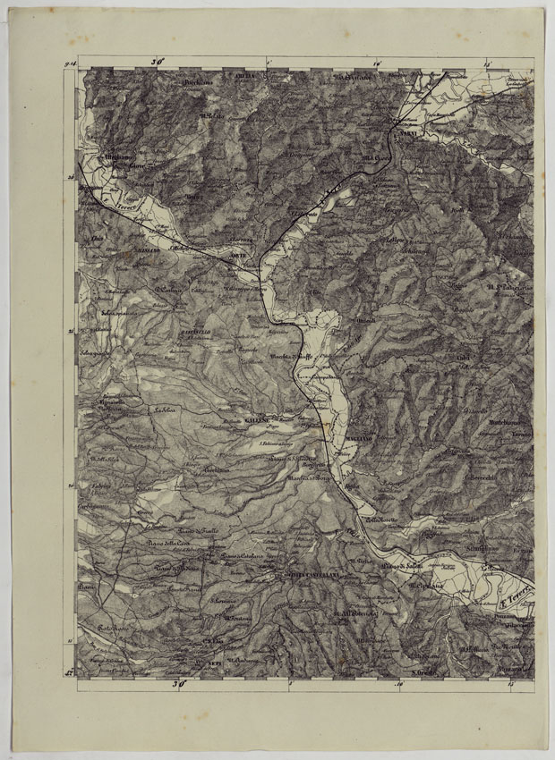 (N:11928) CARTA TOPOGRAFICA DELLE PROVINCIE LOMBARDO-VENETE E DEGLI EX DUCATI ALLA SCALA DI 1:86.400 1865 - FOG. G.14 (CA004663) Carte e stampe antiche: riproduzione a colori su carta (formato A2)