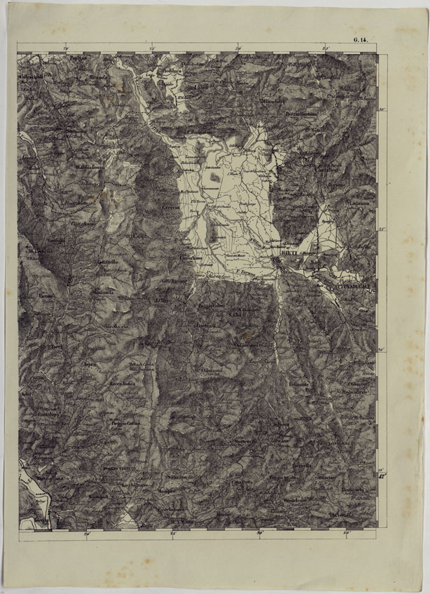 (N:11927) CARTA TOPOGRAFICA DELLE PROVINCIE LOMBARDO-VENETE E DEGLI EX DUCATI ALLA SCALA DI 1:86.400 1865 - FOG. G.14 (CA004664) Carte e stampe antiche: riproduzione a colori su carta (formato A2)