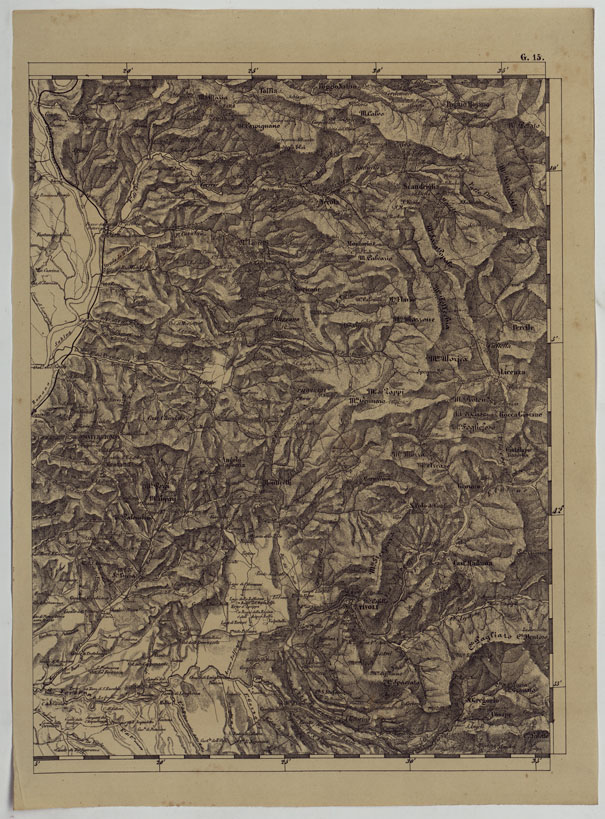 (N:11929) CARTA TOPOGRAFICA DELLE PROVINCIE LOMBARDO-VENETE E DEGLI EX DUCATI ALLA SCALA DI 1:86.400 1865 - FOG. G.15 (CA004666) Carte e stampe antiche: riproduzione a colori su carta (formato A2)