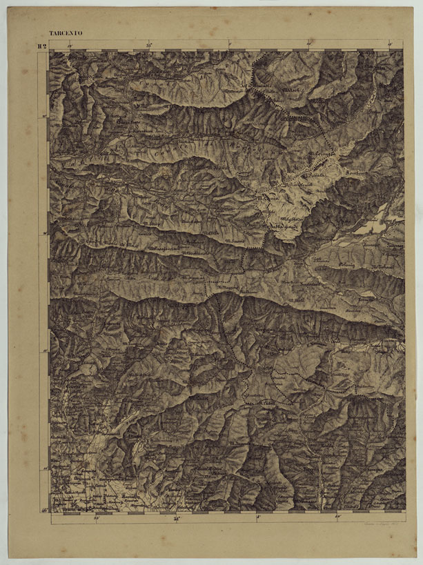(N:11963) CARTA TOPOGRAFICA DELLE PROVINCIE LOMBARDO-VENETE E DEGLI EX DUCATI ALLA SCALA DI 1:86.400 1865 - FOG. H.2 TARCENTO (CA004673) Carte e stampe antiche: riproduzione a colori su carta (formato A2)