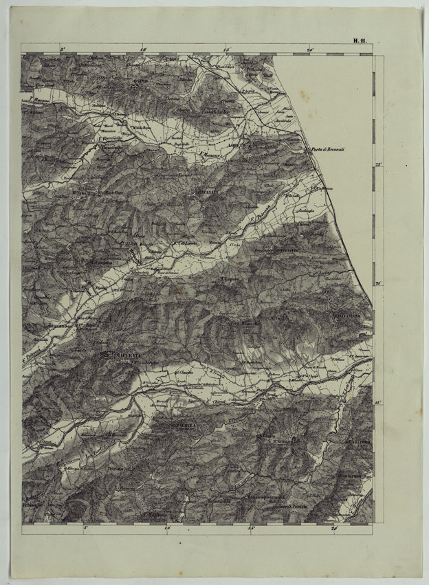 (N:11948) CARTA TOPOGRAFICA DELLE PROVINCIE LOMBARDO-VENETE E DEGLI EX DUCATI ALLA SCALA DI 1:86.400 1865 - FOG. H.11 (CA004682) Carte e stampe antiche: riproduzione a colori su carta (formato A2)