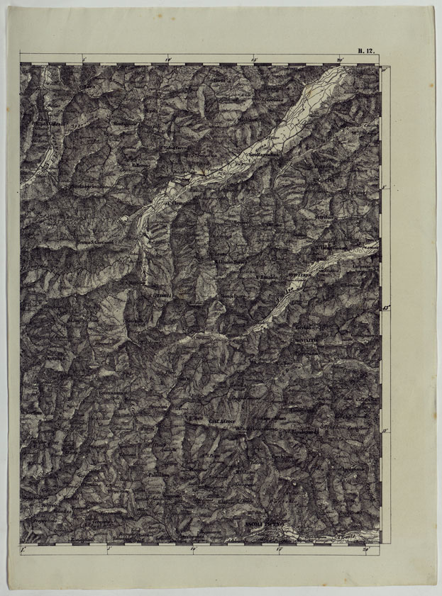 (N:11950) CARTA TOPOGRAFICA DELLE PROVINCIE LOMBARDO-VENETE E DEGLI EX DUCATI ALLA SCALA DI 1:86.400 1865 - FOG. H.12 (CA004684) Carte e stampe antiche: riproduzione a colori su carta (formato A2)