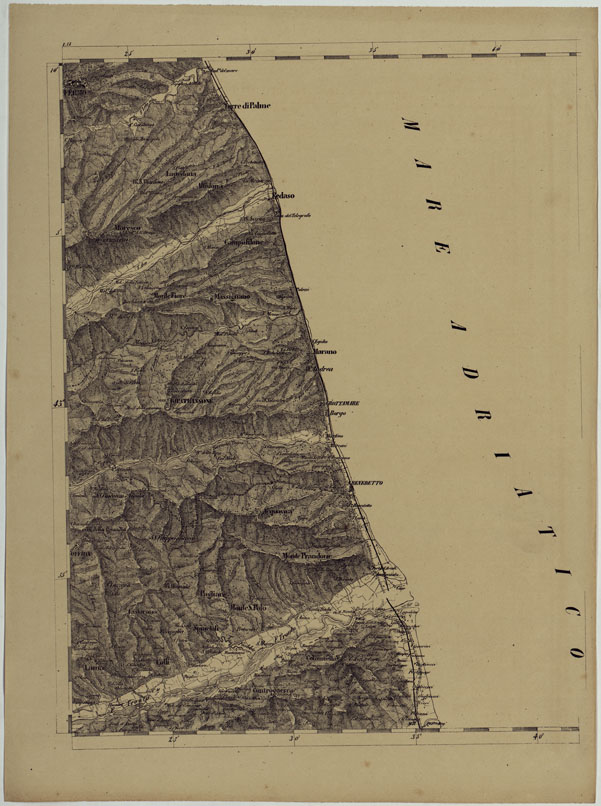 (N:11970) CARTA TOPOGRAFICA DELLE PROVINCIE LOMBARDO-VENETE E DEGLI EX DUCATI ALLA SCALA DI 1:86.400 1865 - FOG. H.12 (CA004697) Carte e stampe antiche: riproduzione a colori su carta (formato A2)