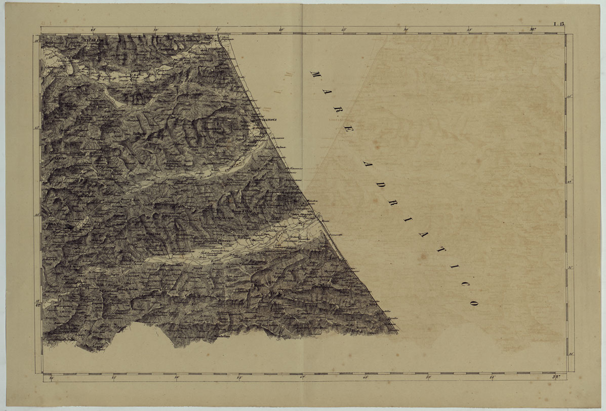 (N:11971) CARTA TOPOGRAFICA DELLE PROVINCIE LOMBARDO-VENETE E DEGLI EX DUCATI ALLA SCALA DI 1:86.400 1865 - FOG. H.13 (CA004699) Carte e stampe antiche: riproduzione a colori su carta (formato A2)