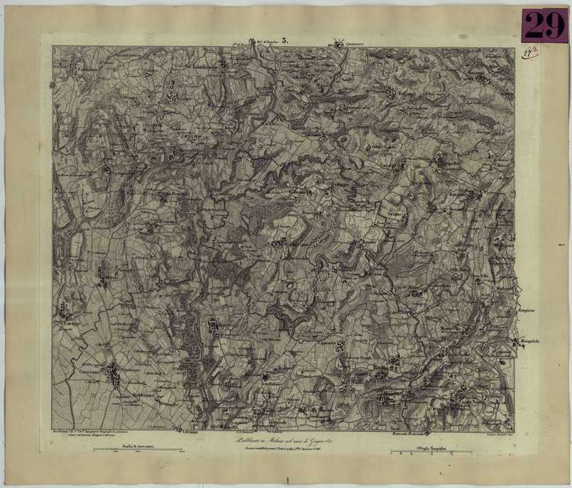 (N:9387) CARTA TOPOGRAFICA DEI CONTORNI DI MILANO RILEVATA D'IN SUL TERRENO E DISEGNATA NELLA PROPORZIONALE SCALA DI 1 A 25.000 DAL PRIMO TENENTE INGEGNERE GEOGRAFO PENSIONATO GIOVANNI BRENNA A. VALLARDI, EDIT. -TAVOLA 3 (CA004950) Carte e stampe antiche: riproduzione a colori su carta (formato A2)