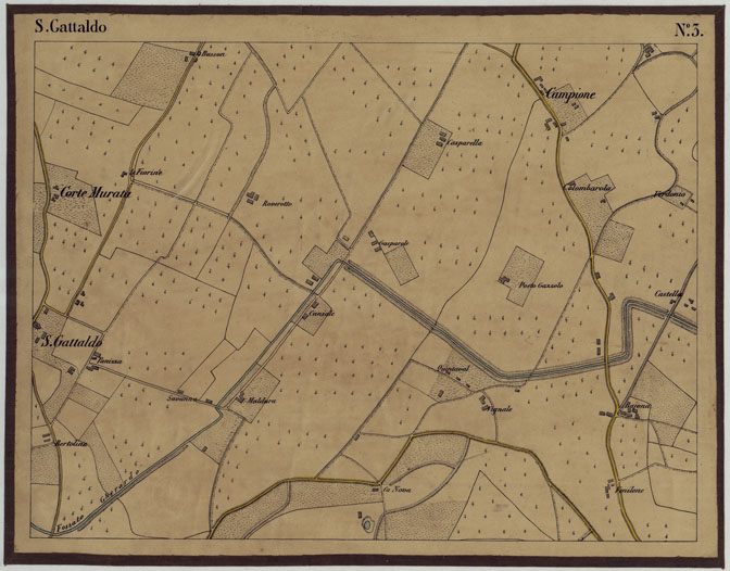 (N:426) CARTA DEI DINTORNI DI BORGOFORTE ALLA SCALA DI 1 AL 10.000 - Foglio 3 - S. Gattaldo (CA005239) Carte e stampe antiche: riproduzione a colori su carta (formato A2)