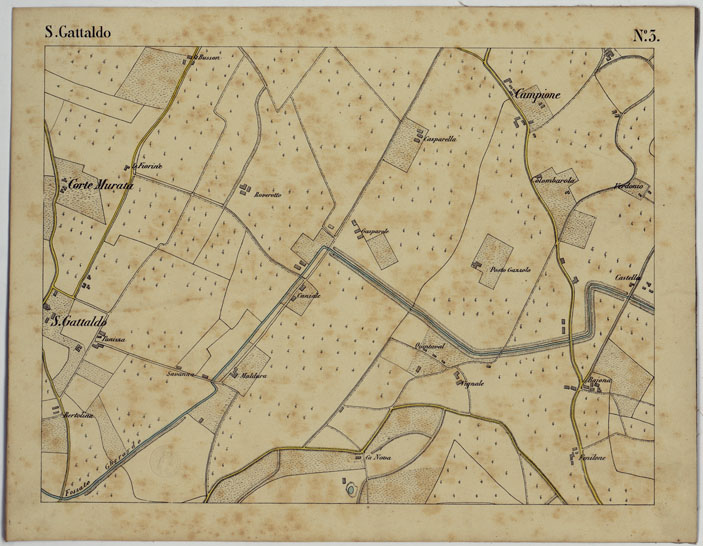 (N:24670) CARTA DEI DINTORNI DI BORGOFORTE ALLA SCALA DI 1 AL 10.000 - Foglio 3 - S. Gattaldo (CA005248) Carte e stampe antiche: riproduzione a colori su carta (formato A2)