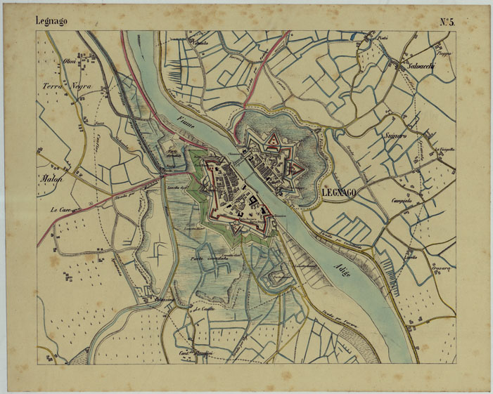 (N:24681) DINTORNI DI LEGNAGO ALLA SCALA DI 1 AL 10.000 - Foglio 5 - Legnago (CA005268) Carte e stampe antiche: riproduzione a colori su carta (formato A2)