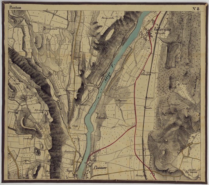 (N:15506) CARTA DEI DINTORNI DI RIVOLI E PASTRENGO ALLA SCALA DI 1 AL 10.000 - FOGLIO 8 PONTON (CA005299) Carte e stampe antiche: riproduzione a colori su carta (formato A2)
