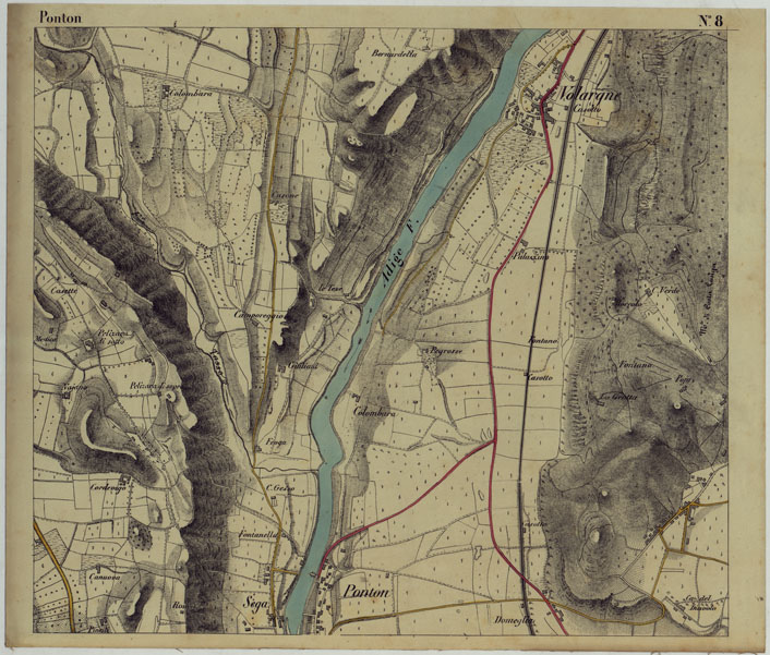(N:24702) CARTA DEI DINTORNI DI RIVOLI E PASTRENGO ALLA SCALA DI 1 AL 10.000 - FOGLIO 8 PONTON (CA005314) Carte e stampe antiche: riproduzione a colori su carta (formato A2)