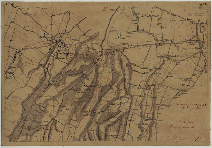 (N:486) CARTA TOPOGRAFICA DEL CAMPO DEL GHIARDO - Foglio 2 - Cavriago (CA005356) Carte e stampe antiche: riproduzione a colori su carta (formato A2)