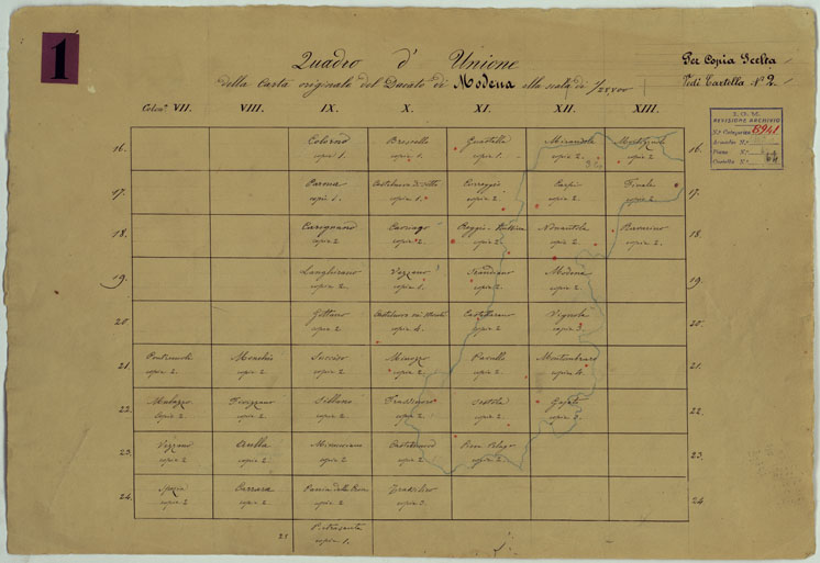 (N:9663) DUCATO DI MODENA E STATI LIMITROFI - QUADRO D'UNIONE. (CA005449) Carte e stampe antiche: riproduzione a colori su carta (formato A2)