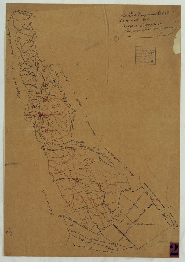 (N:9718) ELEMENTI PER LA FORMAZIONE DI UNA CARTA DELLA TOSCANA ALLA SCALA DI 1:28.800 - BORGO A BUGGIANO. (CA005593) Carte e stampe antiche: riproduzione a colori su carta (formato A2)
