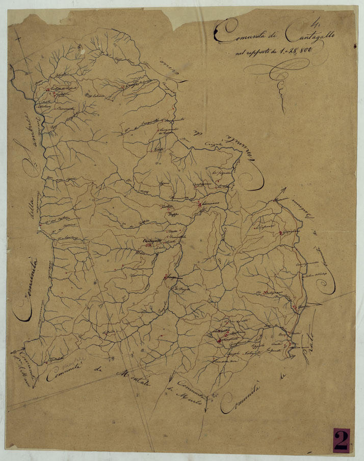 (N:9719) ELEMENTI PER LA FORMAZIONE DI UNA CARTA DELLA TOSCANA ALLA SCALA DI 1:28.800 - COMUNITA' DI CANTAGALLO. (CA005594, CA005595) Carte e stampe antiche: riproduzione a colori su carta (formato A2)