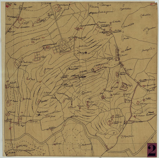 (N:9735) ELEMENTI PER LA FORMAZIONE DI UNA CARTA DELLA TOSCANA ALLA SCALA DI 1:28.800 - POGGIO IMPERIALE ARCETRI PIAN DE' GIULLARI. (CA005613) Carte e stampe antiche: riproduzione a colori su carta (formato A2)