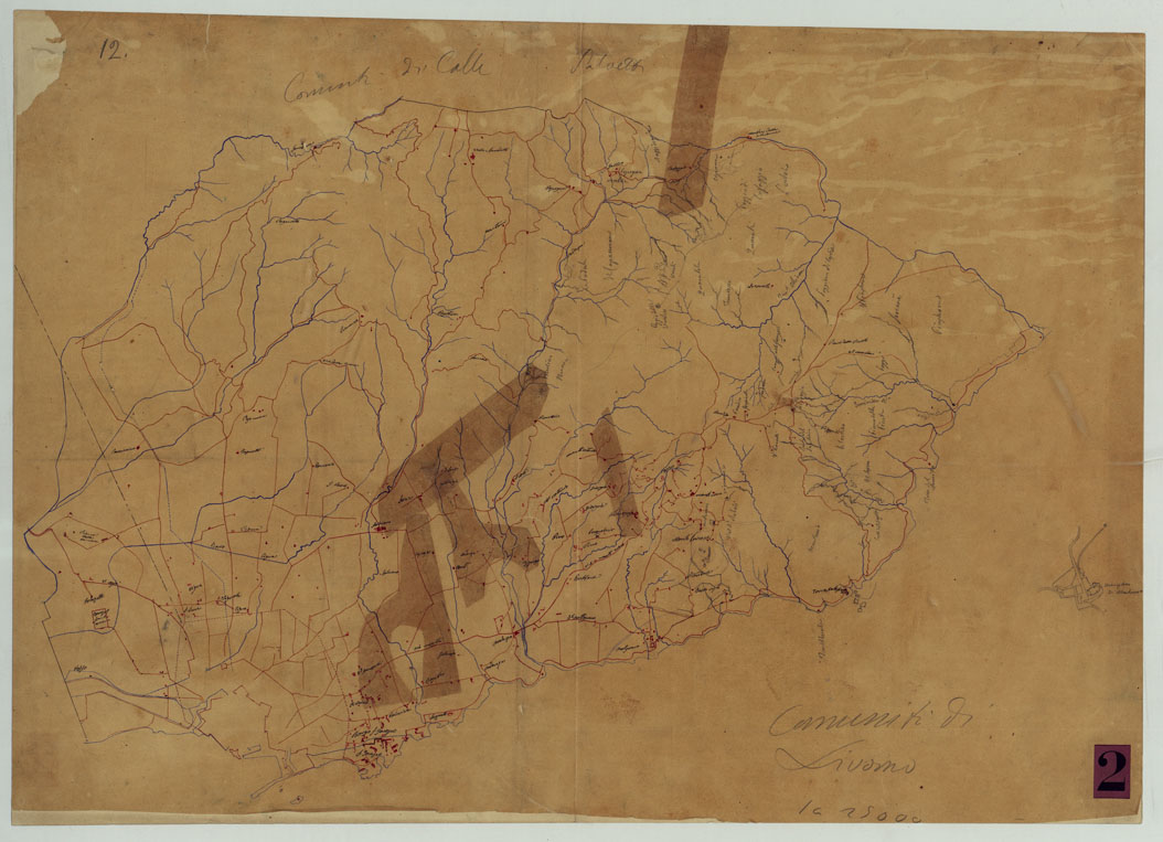 (N:9736) ELEMENTI PER LA FORMAZIONE DI UNA CARTA DELLA TOSCANA ALLA SCALA DI 1:28.800 - LIVORNO. (CA005615) Carte e stampe antiche: riproduzione a colori su carta (formato A2)