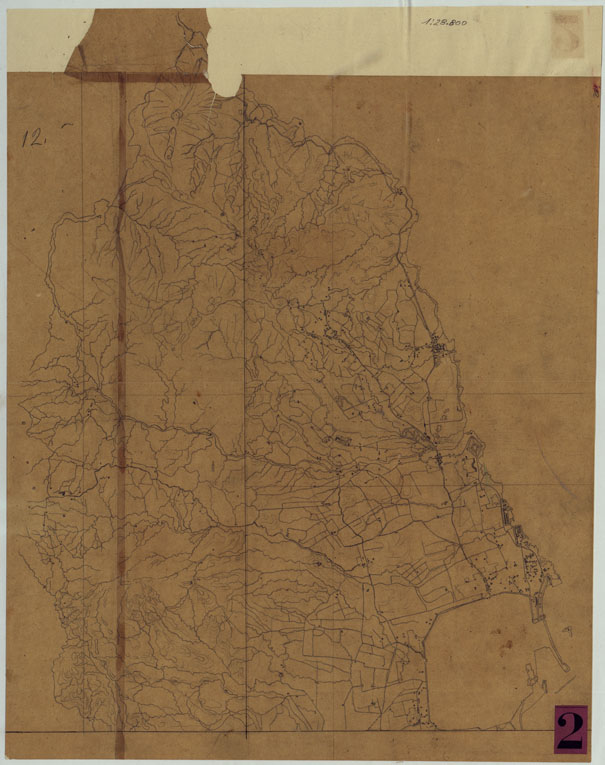 (N:24840) ELEMENTI PER LA FORMAZIONE DI UNA CARTA DELLA TOSCANA ALLA SCALA DI 1:28.800 - LIVORNO. (CA005616) Carte e stampe antiche: riproduzione a colori su carta (formato A2)