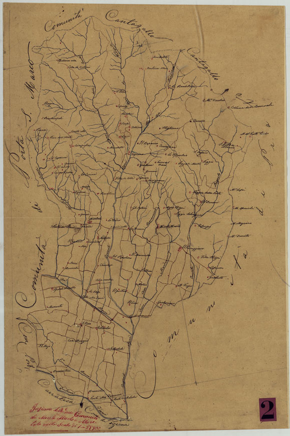 (N:9742) ELEMENTI PER LA FORMAZIONE DI UNA CARTA DELLA TOSCANA ALLA SCALA DI 1:28.800 - MONTEMURLO MONTALE. (CA005632) Carte e stampe antiche: riproduzione a colori su carta (formato A2)